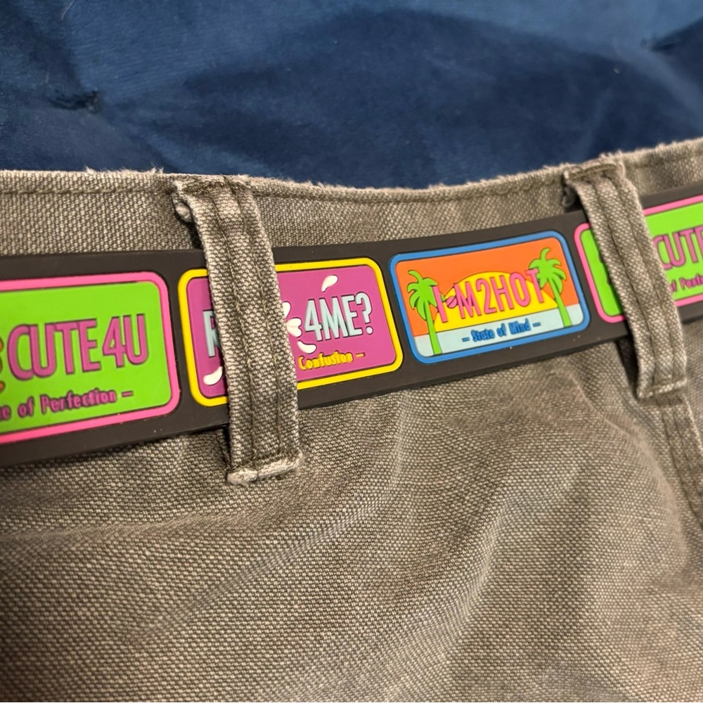 Vintage, retro, silly, rubber belt.